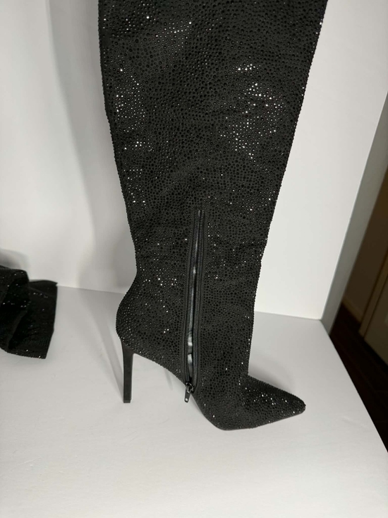 INC International Concepts Shoes - INC International Concepts Black Over-The-Knee Rhinestone Stiletto Boots